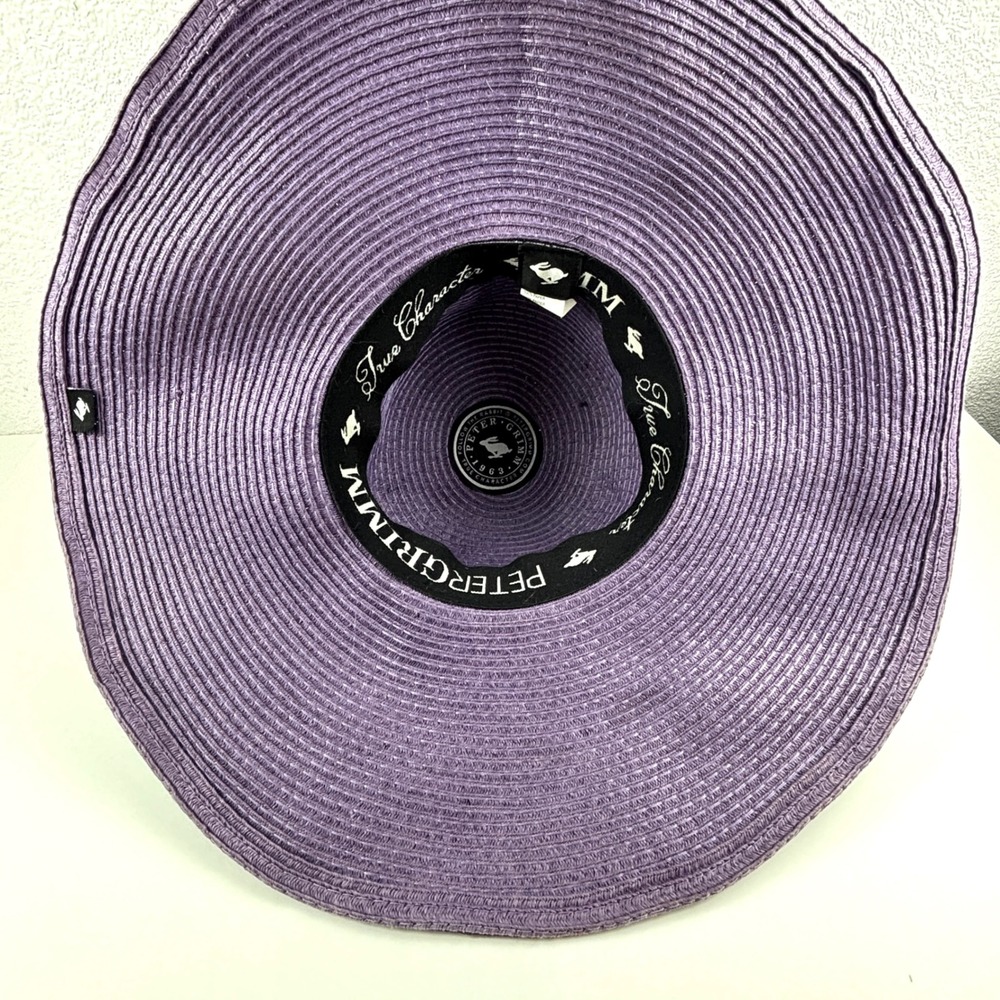 Peter Grimm Sun Hat Womens OS Purple Woven Paper Straw Wide Brim Floppy - Picture 4 of 6